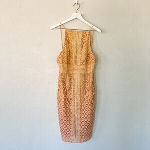 Keepsake the Label Bridges Lace Midi Dress Blush Pink Large